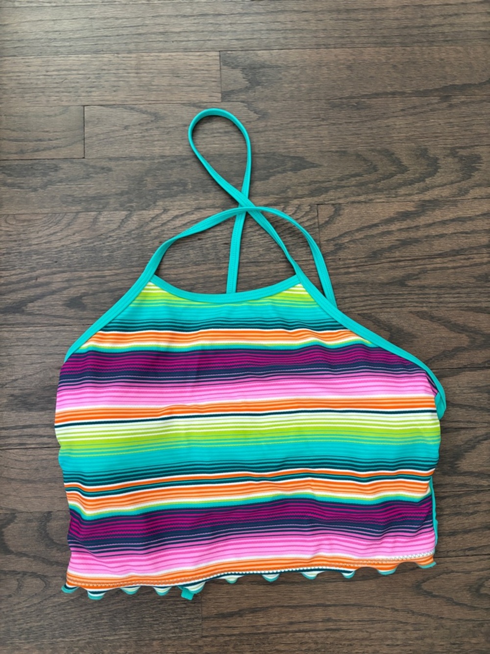 Striped Multicolor Halter Bikini Top